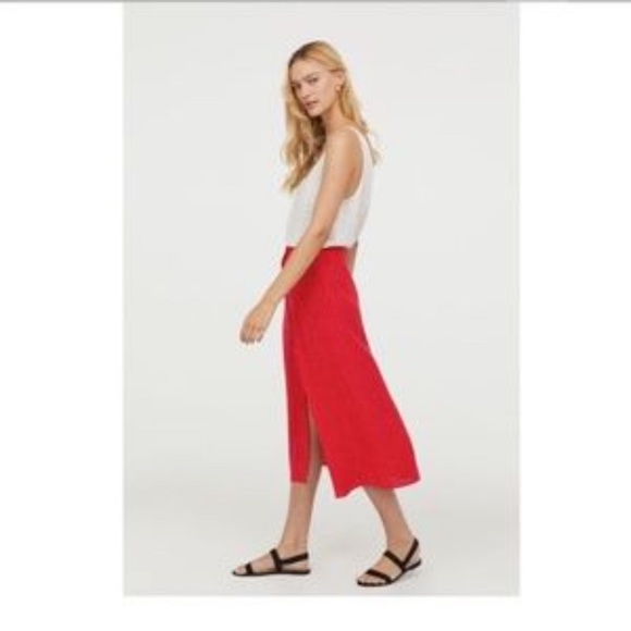 NWT H&M dot midi skirt red SZ 0 - Picture 2 of 6